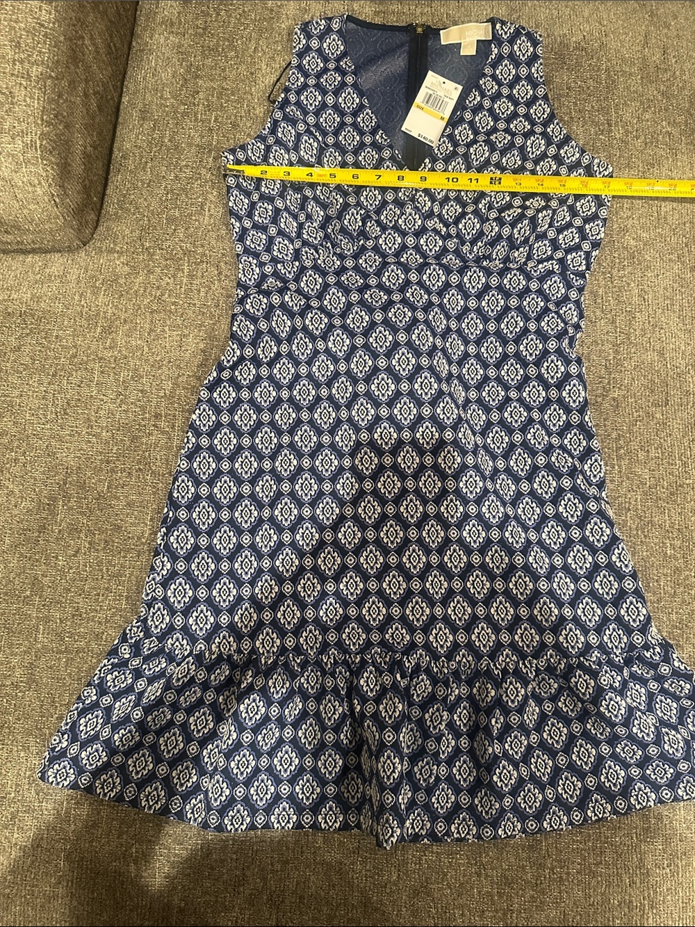 Michael Kors Navy and White Sleeveless Printed Midi Dress - Picture 3 of 5